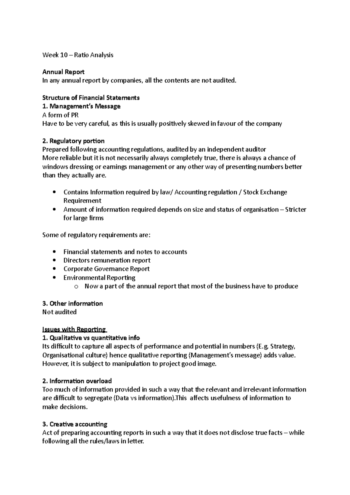 Week 10 - Analyzing Financial Performance through Ratio Analysis - Studocu