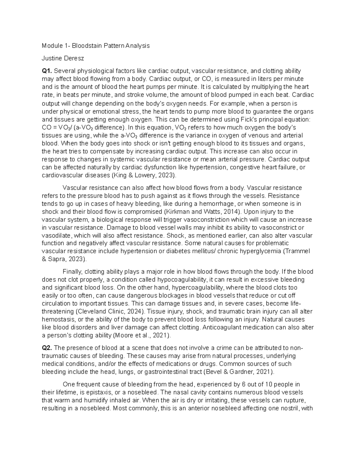 Module 1: Bloodstain Pattern Analysis Overview and Key Factors - Studocu