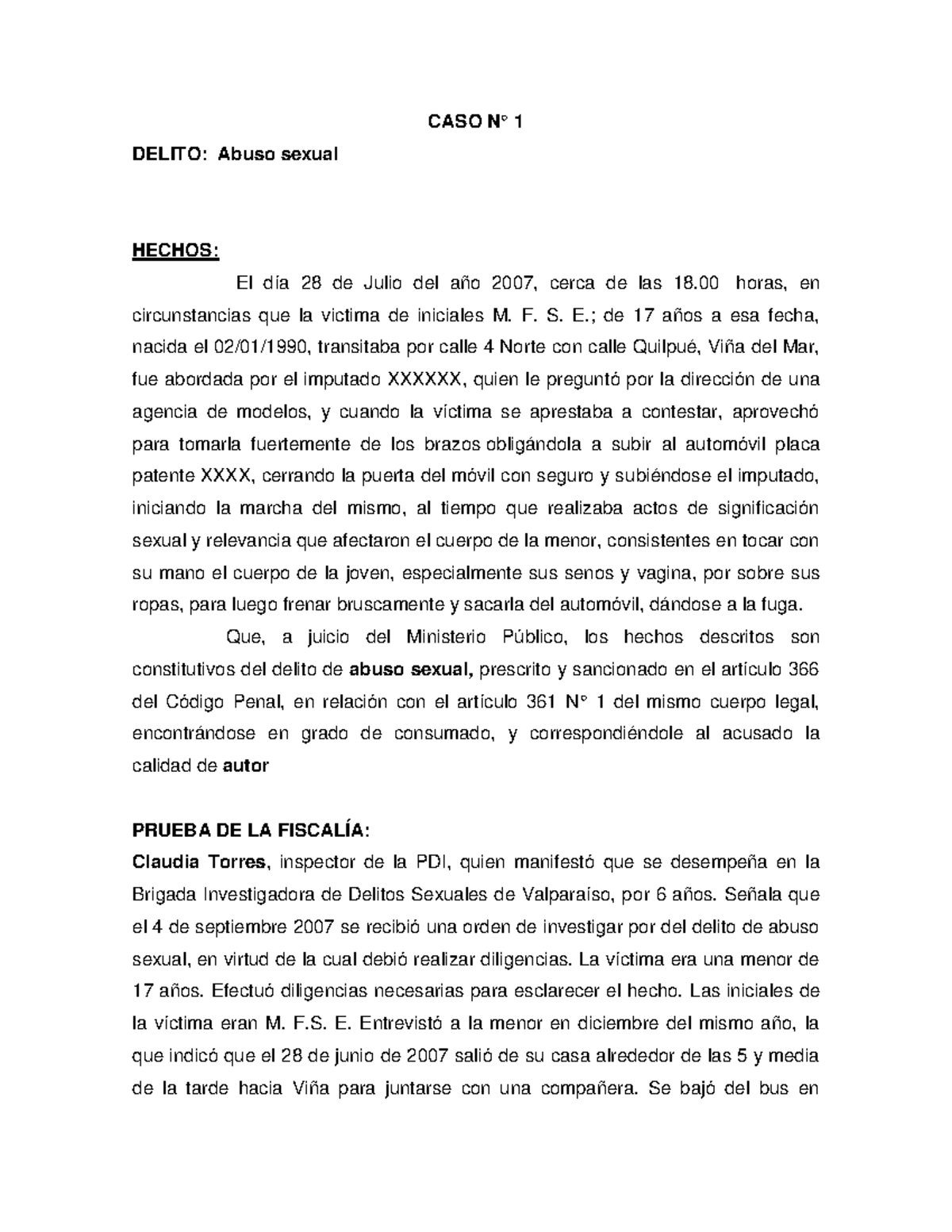 CASO 1: Delito de Abuso Sexual y Derecho a Guardar Silencio en ...