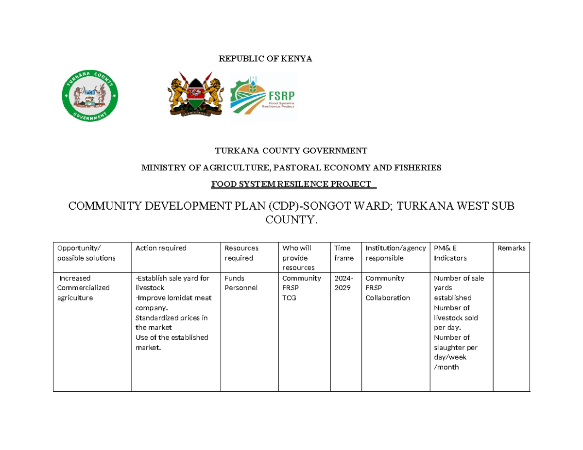 Revised Project Plans for Community Development in Songot CDP - 2024 ...