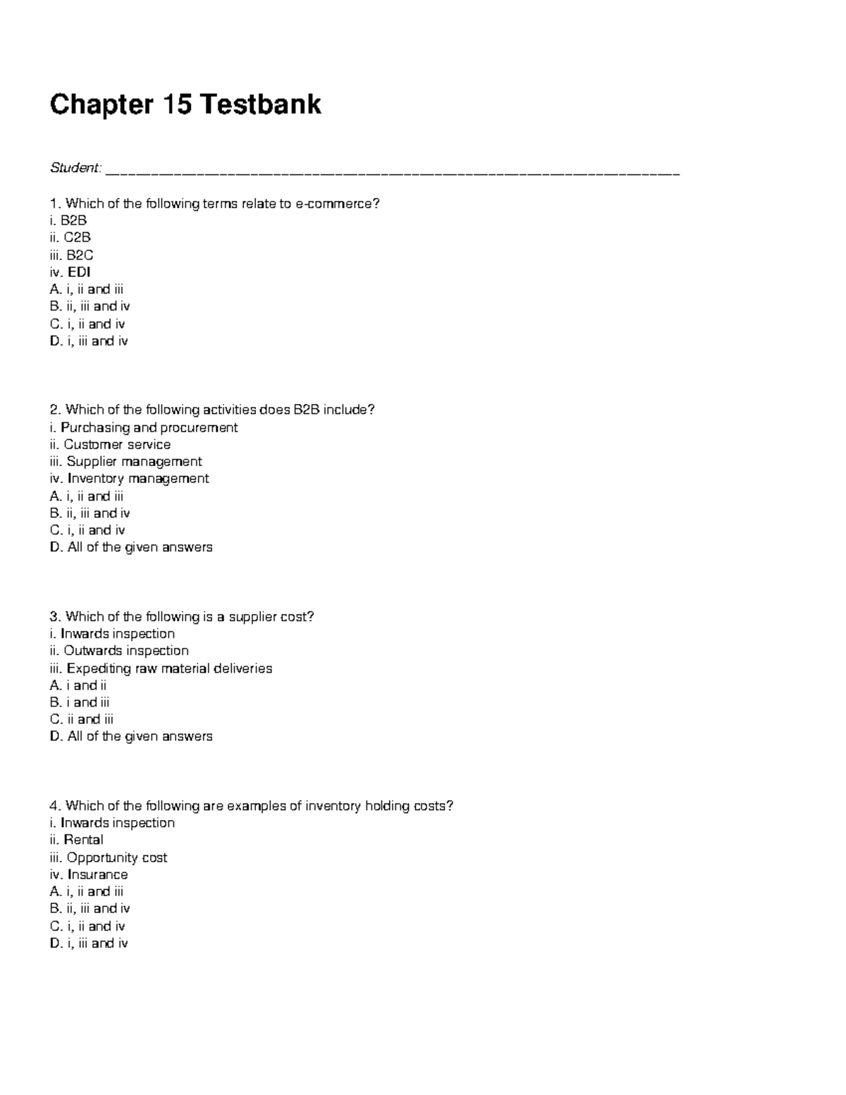 Chapter 15 E-commerce Testbank - Questions and Answers - Studocu