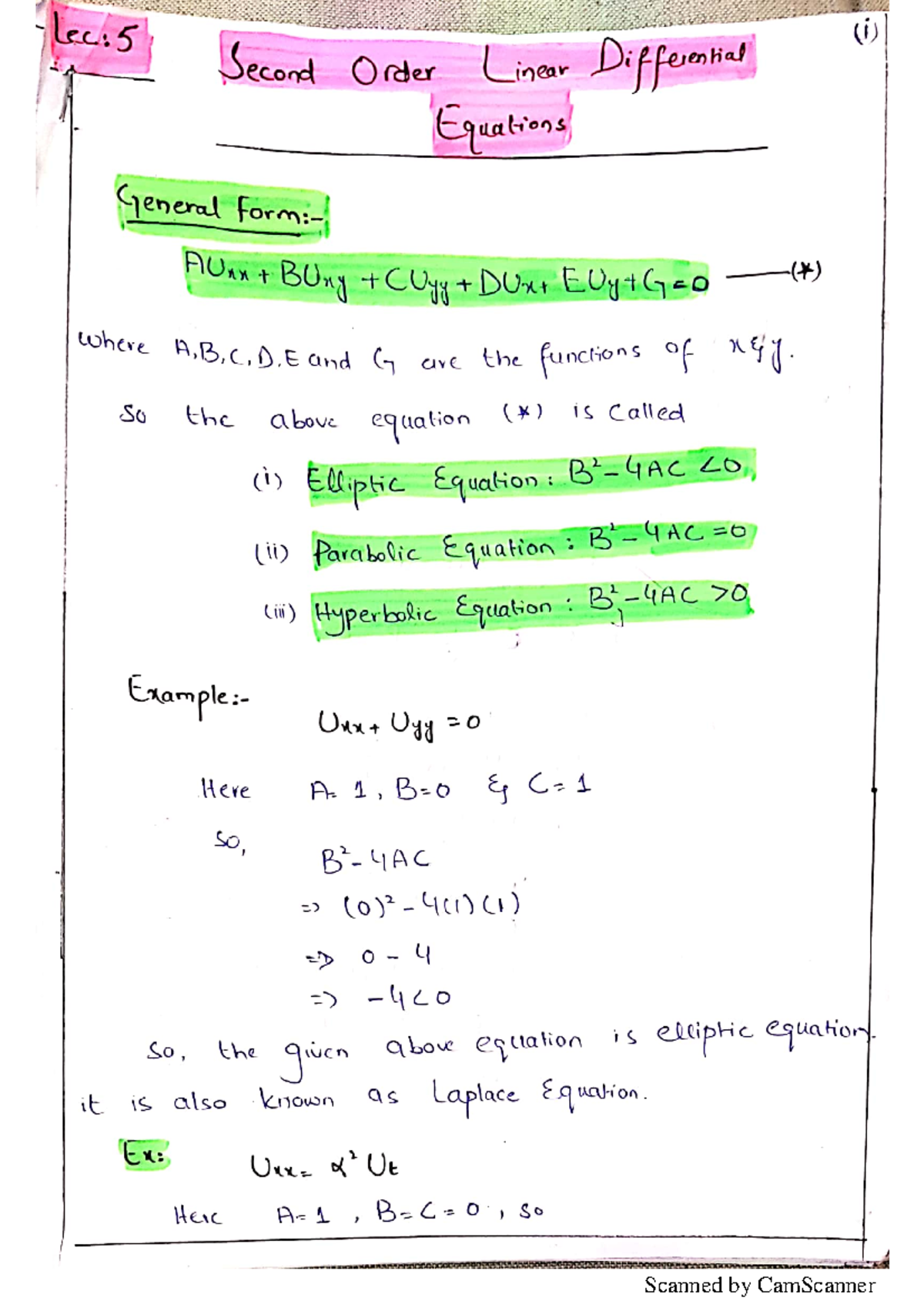 Lecture 7 - Second Order Linear Differential Equations Analysis - Studocu
