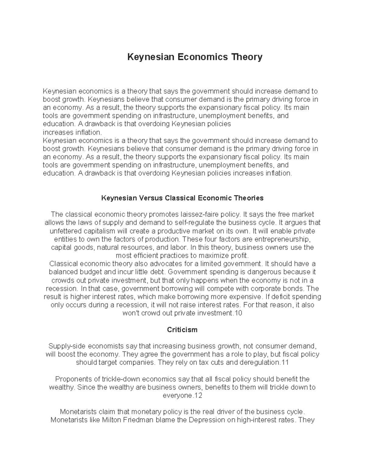 Keynesian Economics Theory Overview and Comparisons: Fiscal Policies -  Studocu