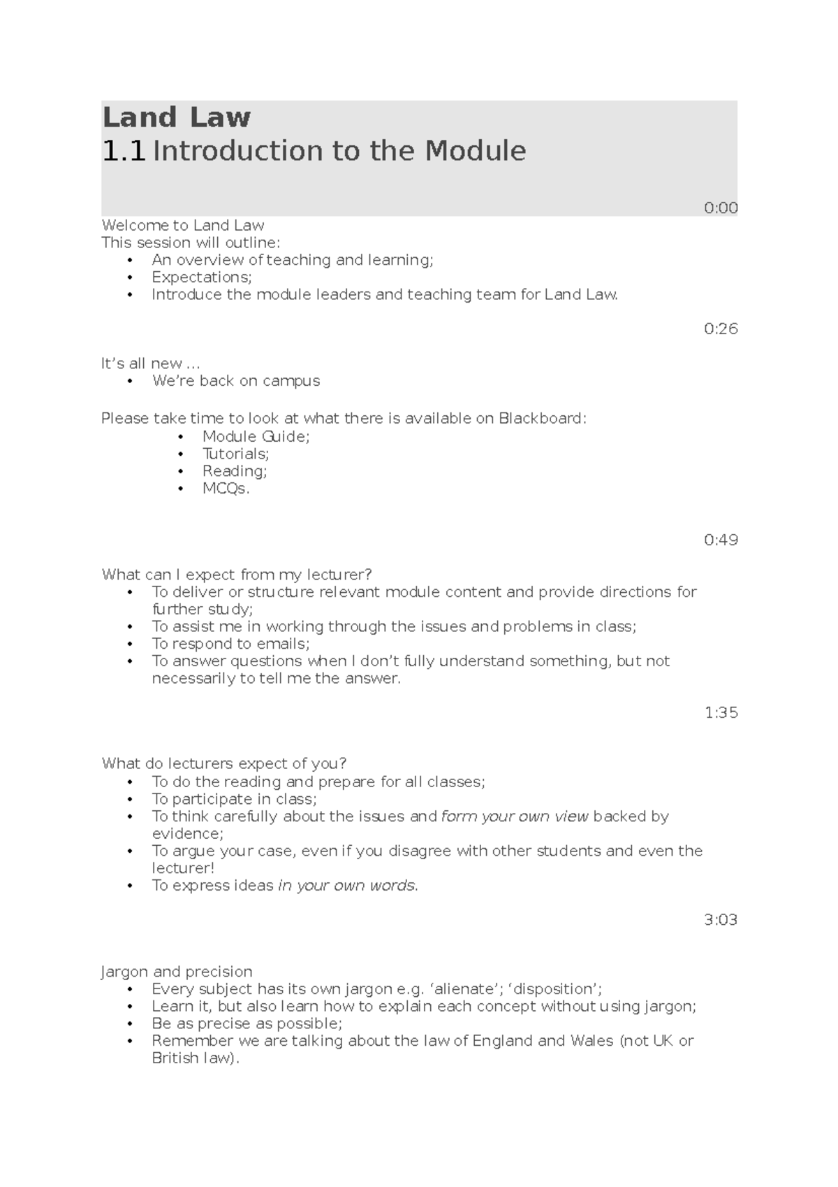Land Law Lecture Notes 6: Introduction & Key Concepts Overview - Studocu