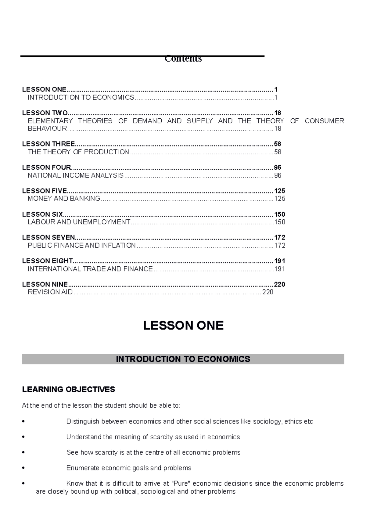 Economics SP [326] - Lesson 1: Intro to Economics and Scarcity - Studocu