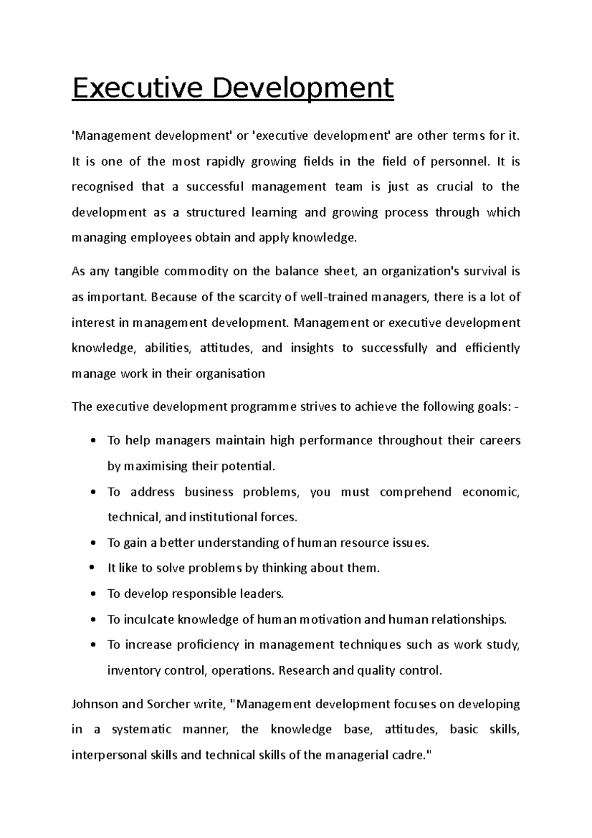 Executive Development - Executive Development 'Management development ...
