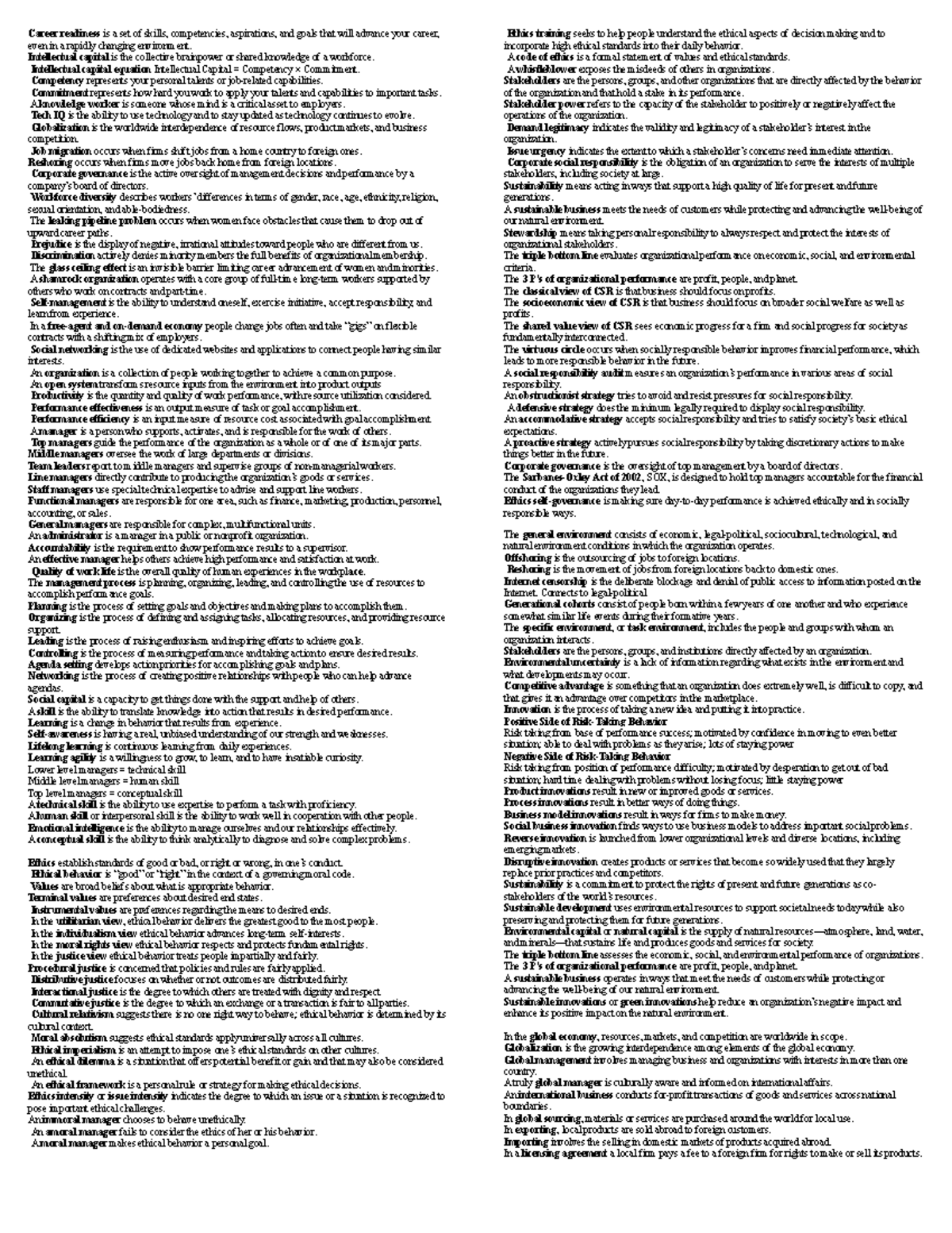 Notes for exam mgt - study guide - Career readiness is a set of skills ...