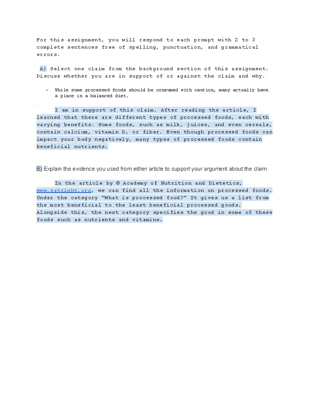 ENG 101 Essay Notes: Processed Foods and Nutritional Value - Studocu