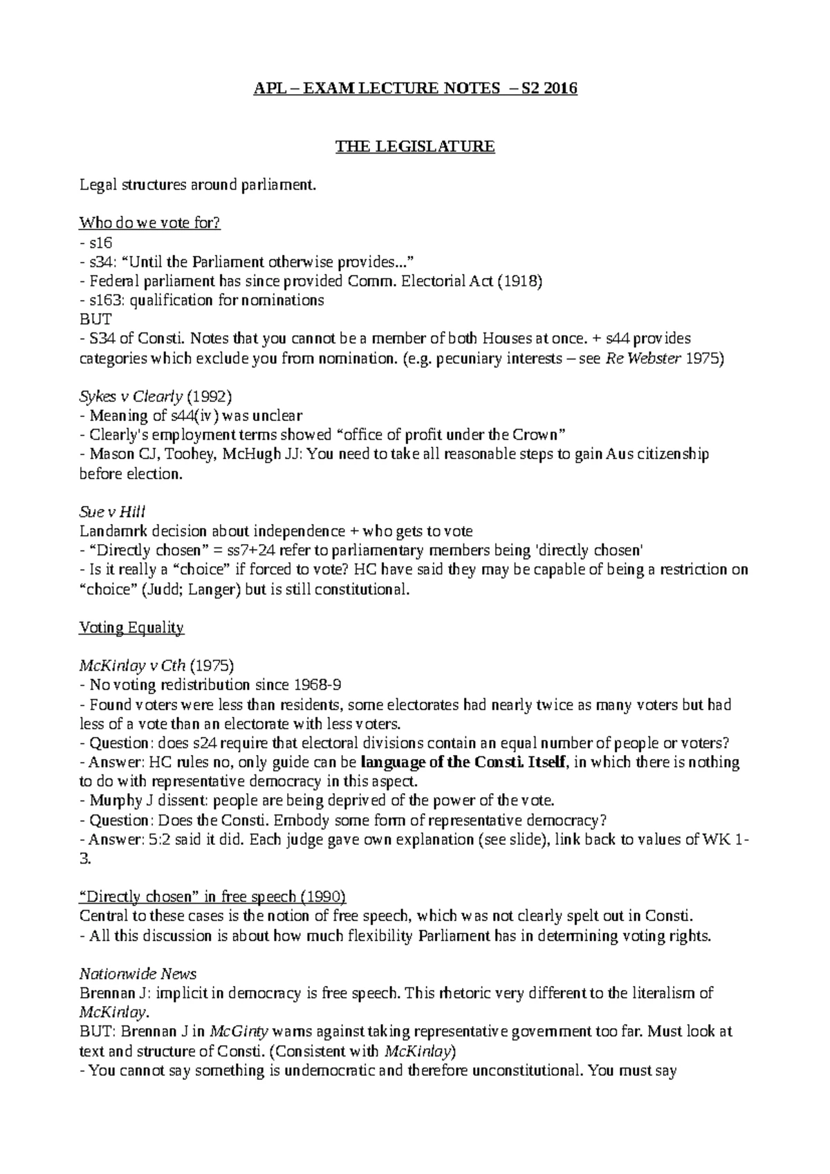 APL Tutorial 6 - Week 7 - Executive Power II Discussion Questions - Studocu