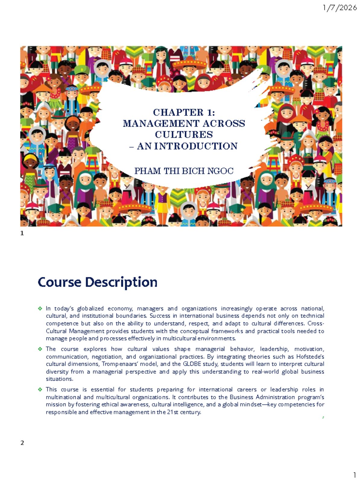 C1: Management Across Cultures - An Introduction to Global Leadership ...