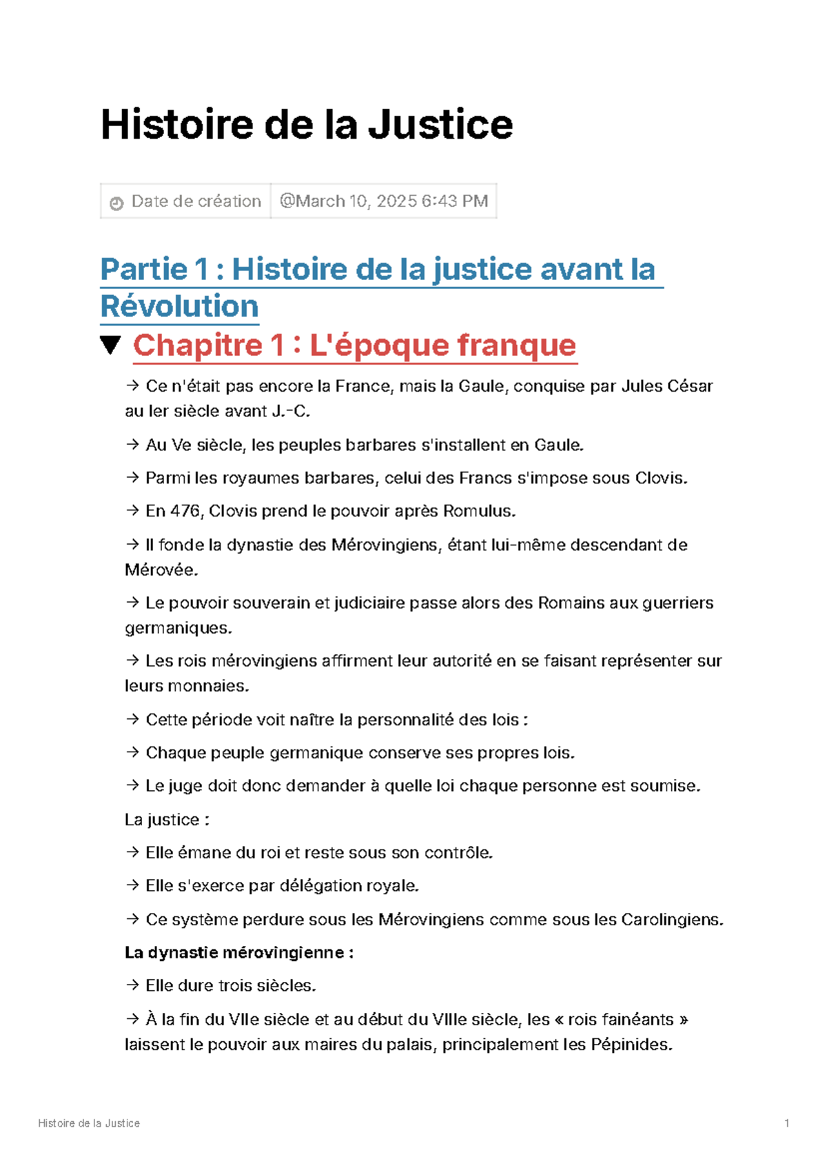 Cours Histoire de la Justice (Partie 1) - Mérovingiens et Carolingiens ...