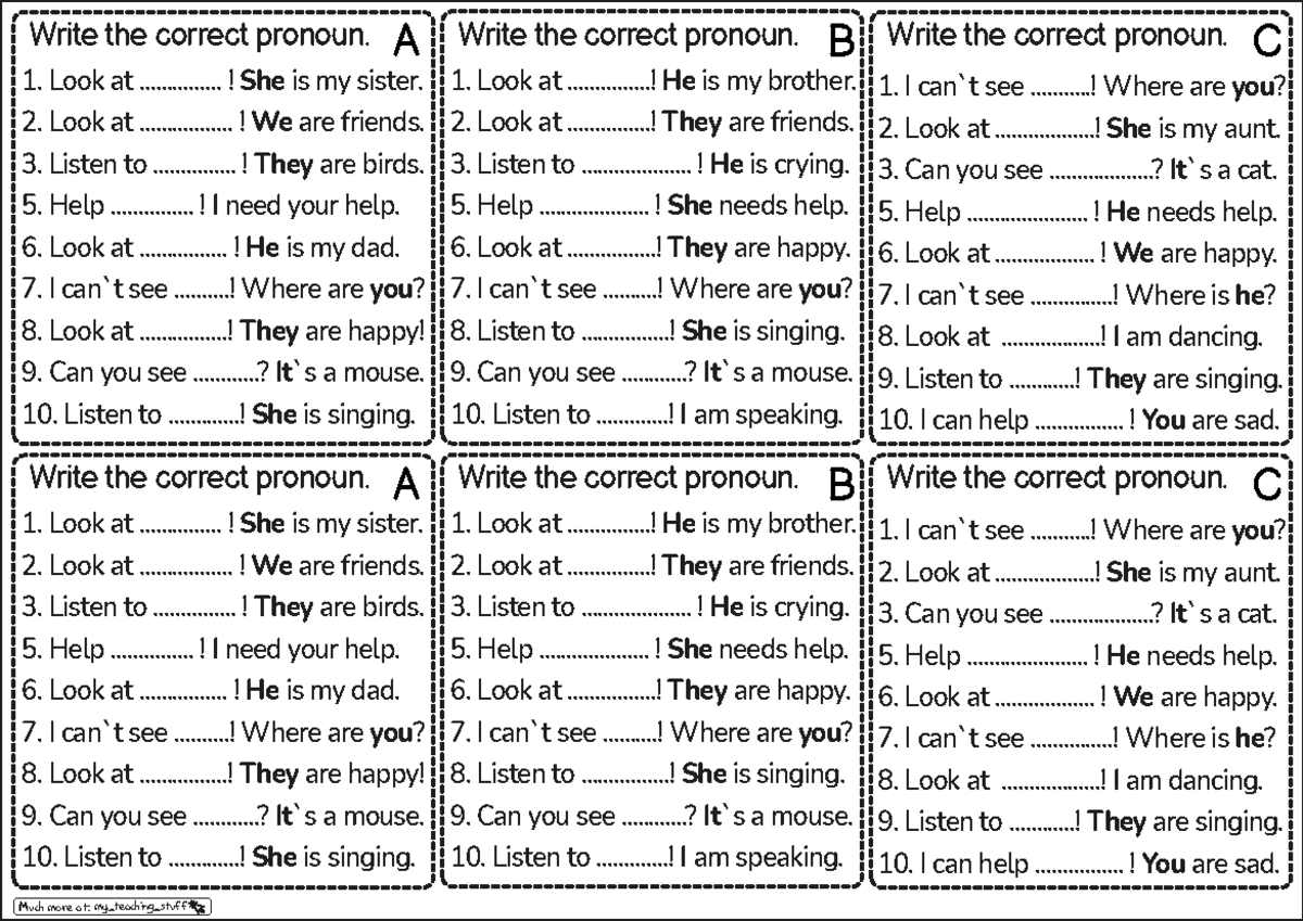 Practice 19alre: Fill in the Correct Pronoun Exercises - Studocu