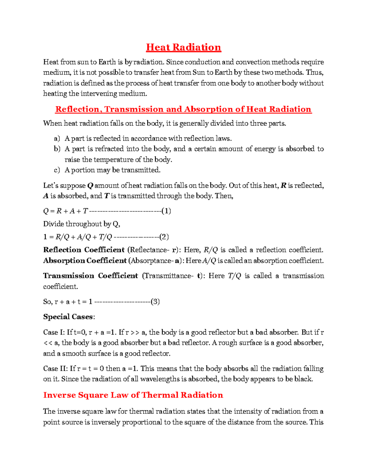 Heat and Thermodynamics: Understanding Radiation and Energy Transfer ...