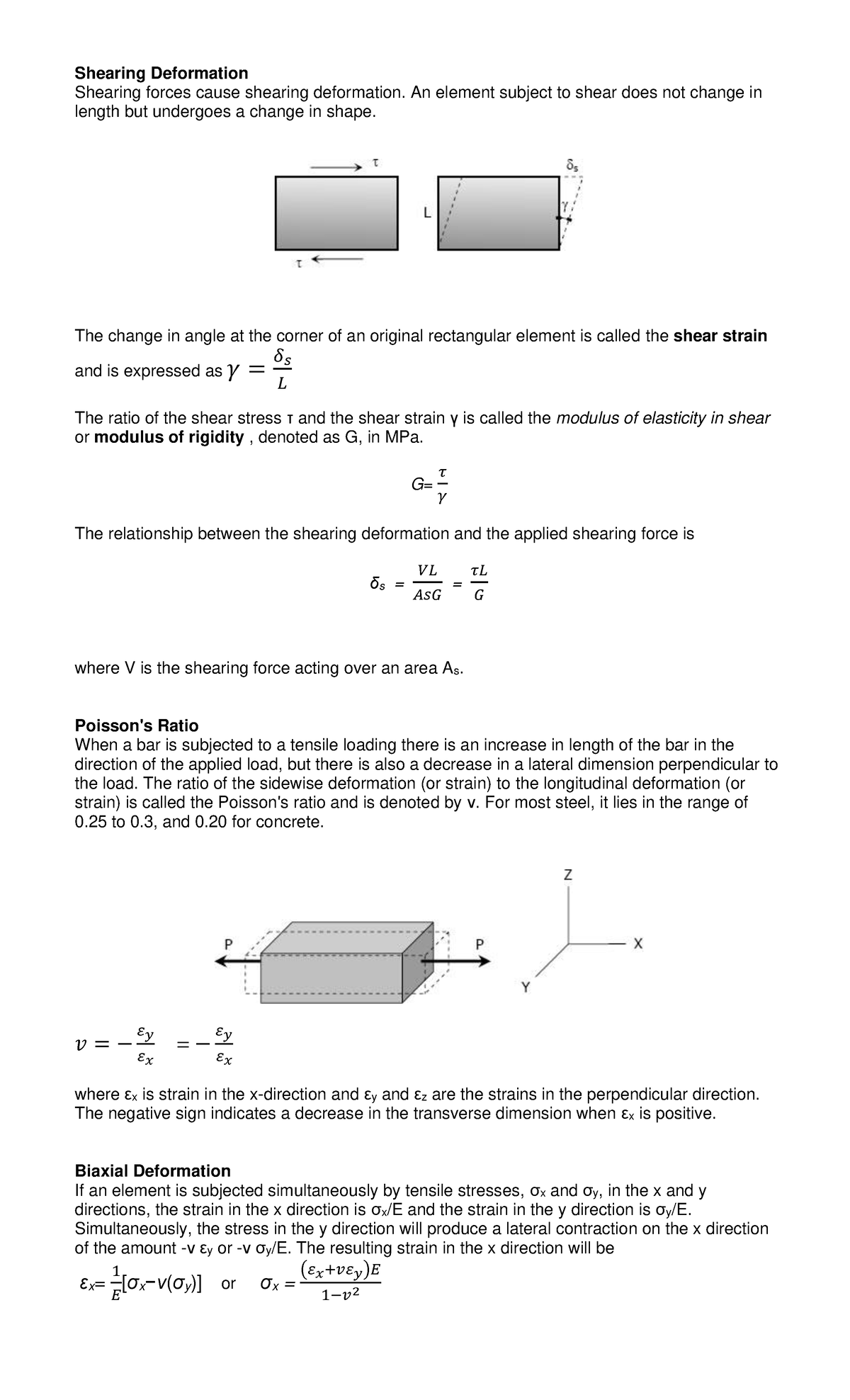Triaxial & Biaxial Deformation Principles and Example Problems - Studocu