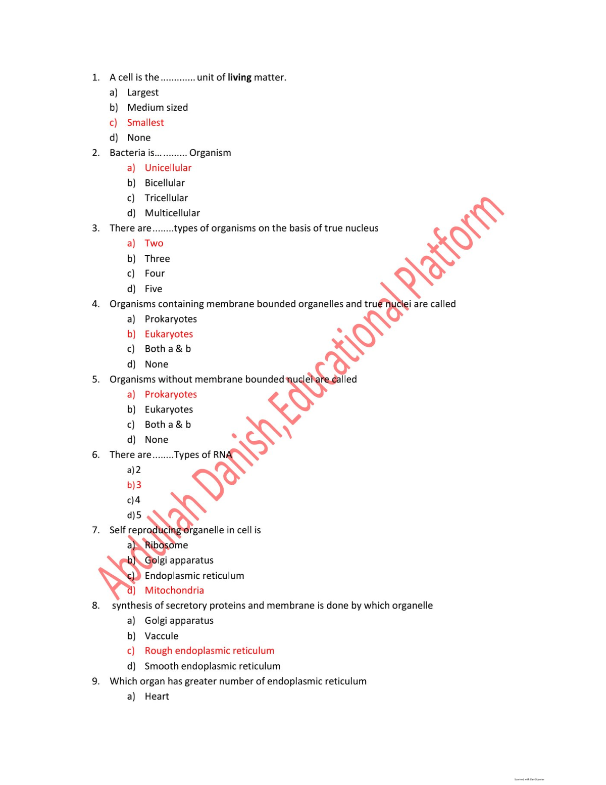 Biochemistry 1st Sem BSN MCQs Practice Questions - Studocu