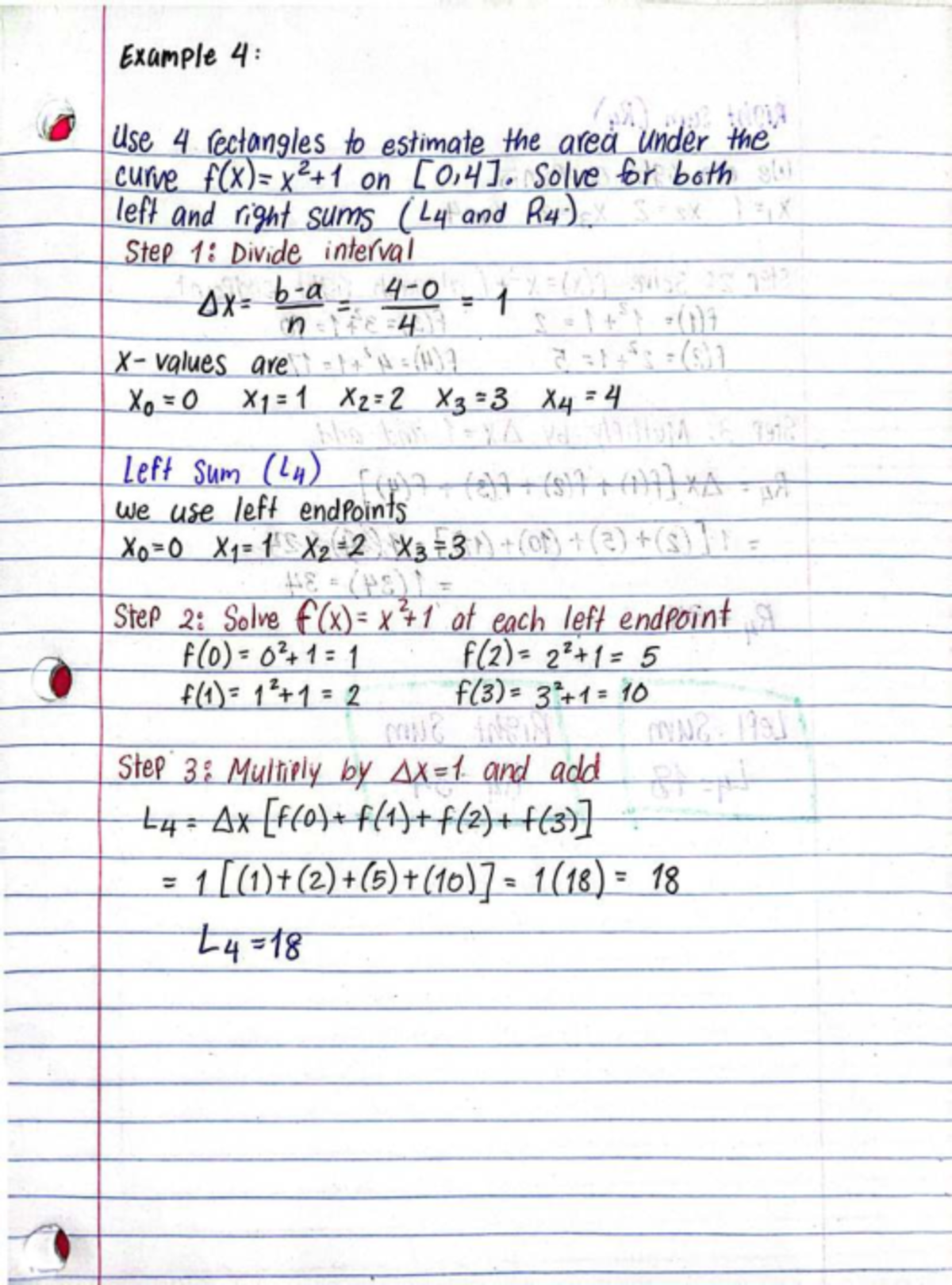 Ex 4: Finding Left and Right Riemann Sum - MATH 2413 - Example 4: Use 4 ...