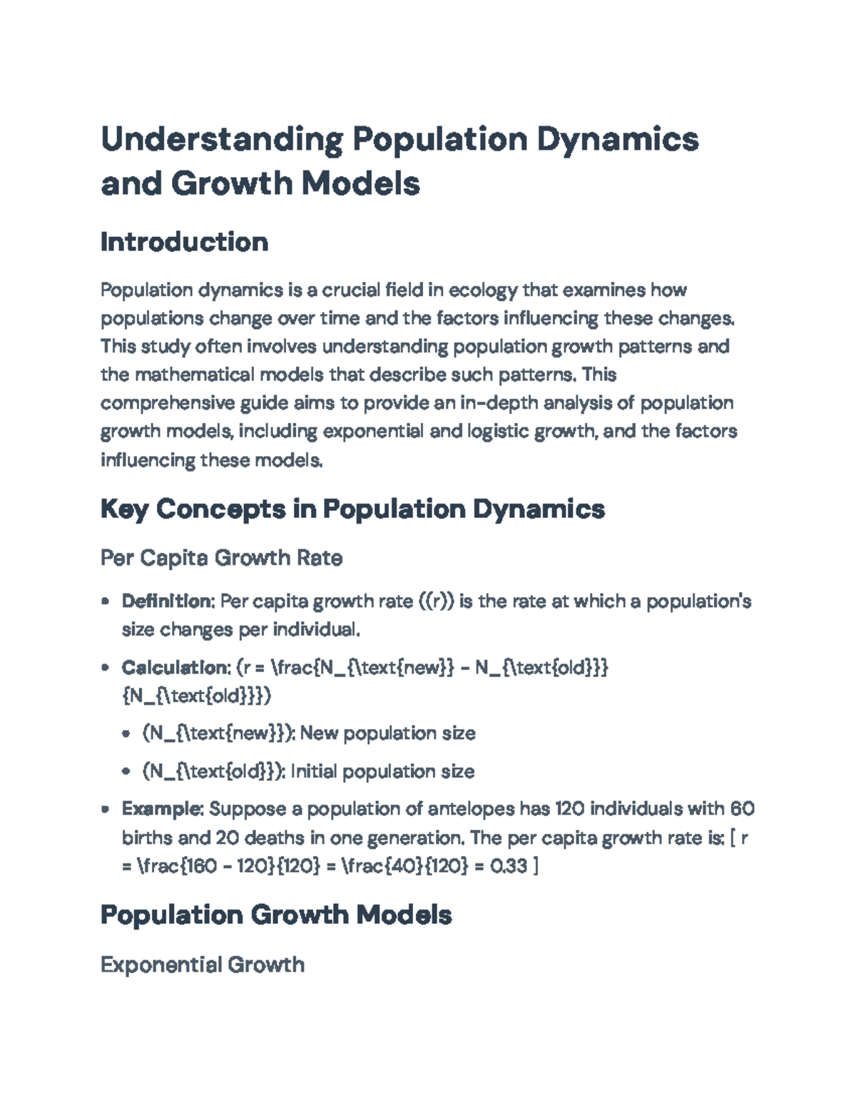 Understanding Population Dynamics and Growth Models: A Comprehensive ...