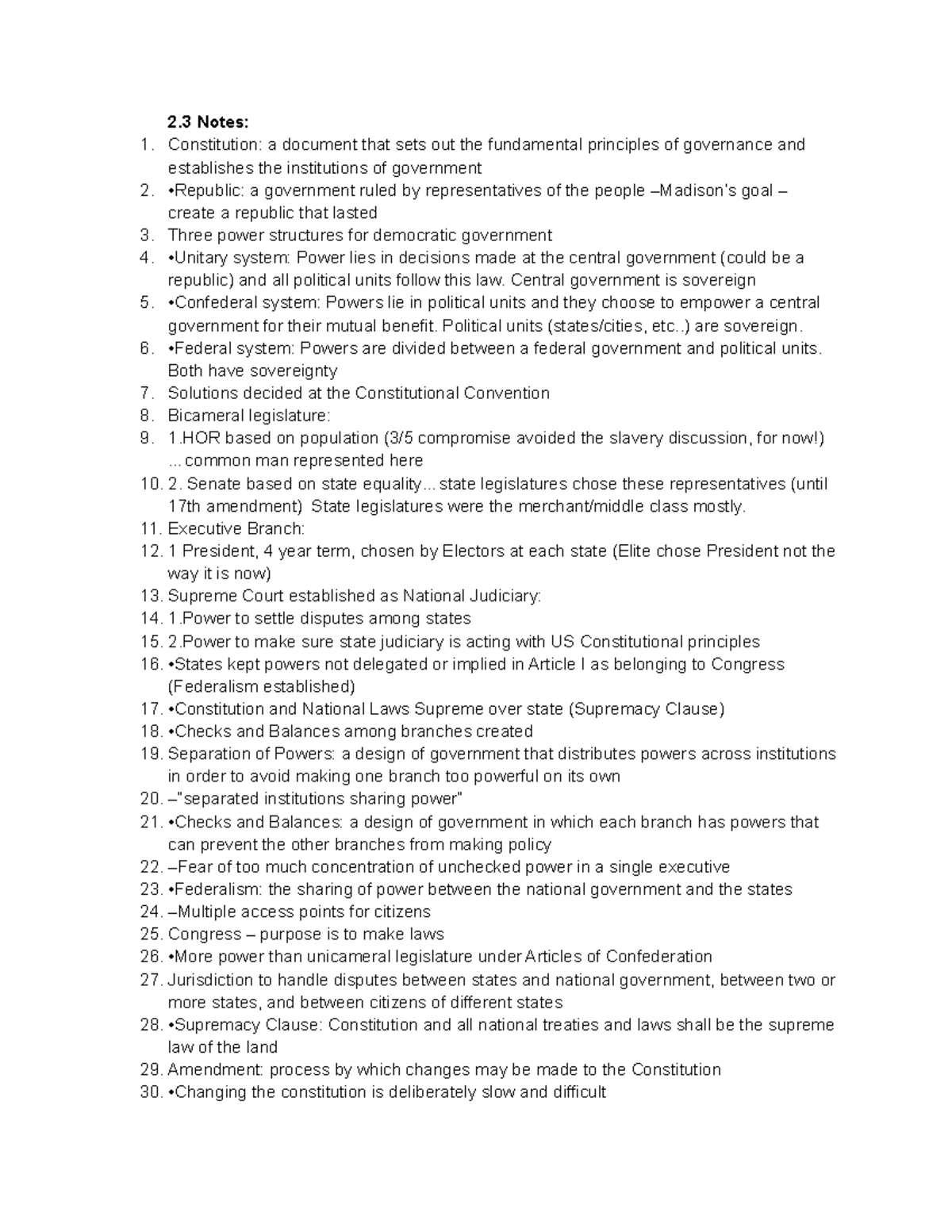 In Class Notes: Key Concepts from Chapter 2.3 on Government Structures ...