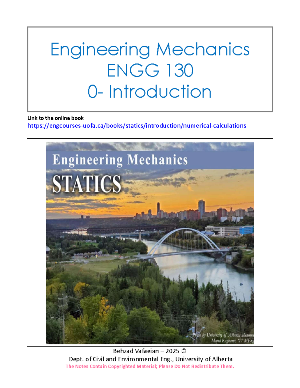 Introduction to Engineering Mechanics ENGG 130 Notes - Studocu