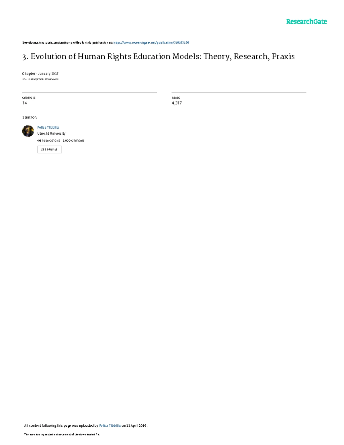 HRE 101: Emerging Models in Human Rights Education by Felisa Tibbitts ...