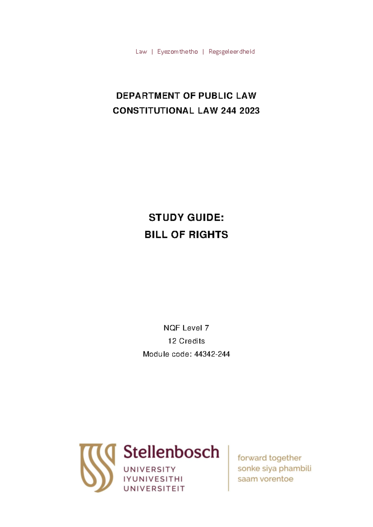 Con Law 244 Study Guide 2023: Bill of Rights Overview - Studocu