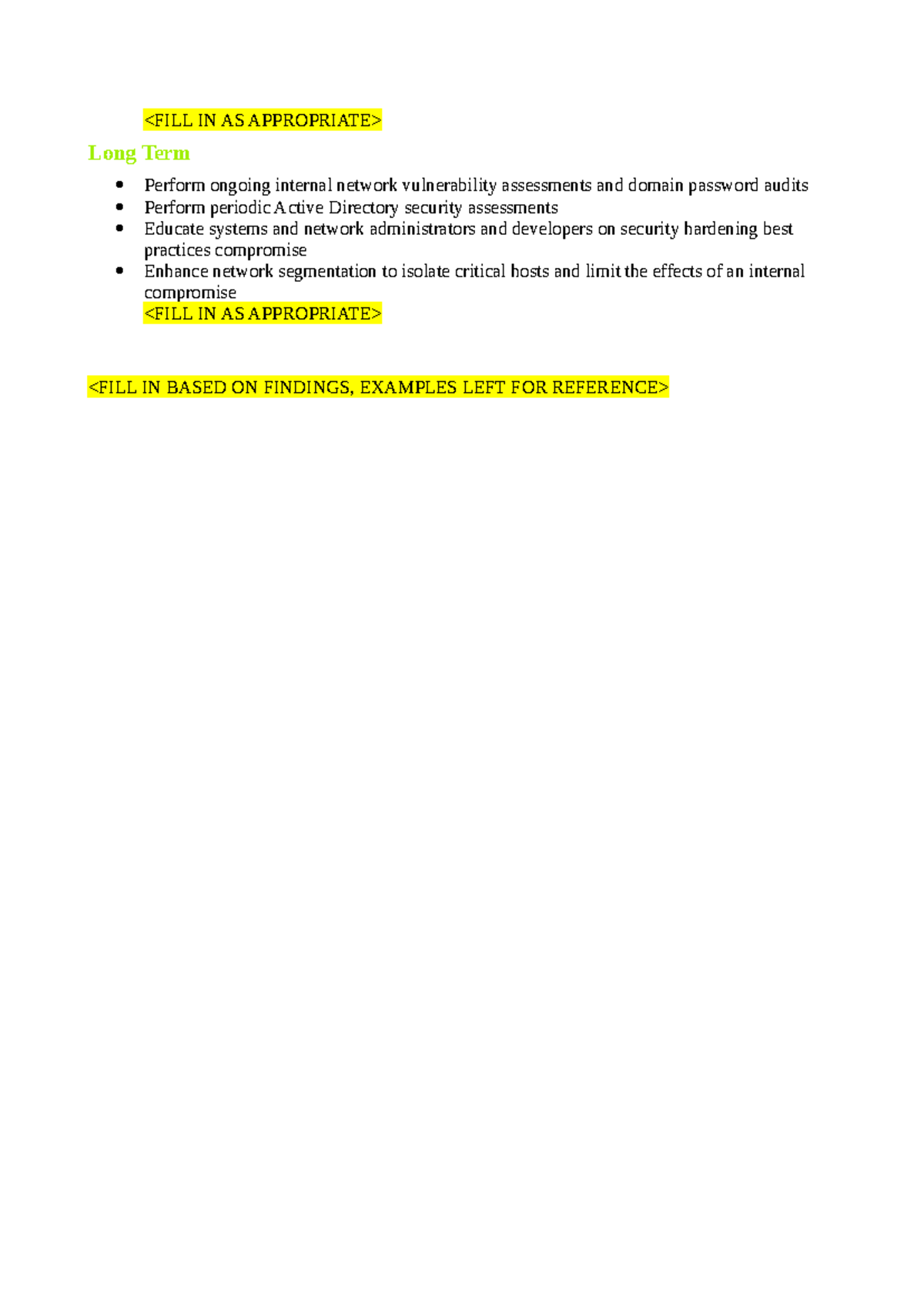 IN AS Long Term Network Vulnerability Assessment Findings and ...
