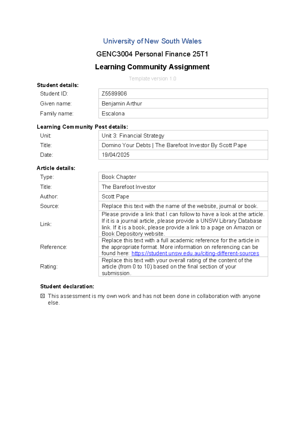 GENC3004 PF25T1 Personal Finance Learning Community Assignment Template ...