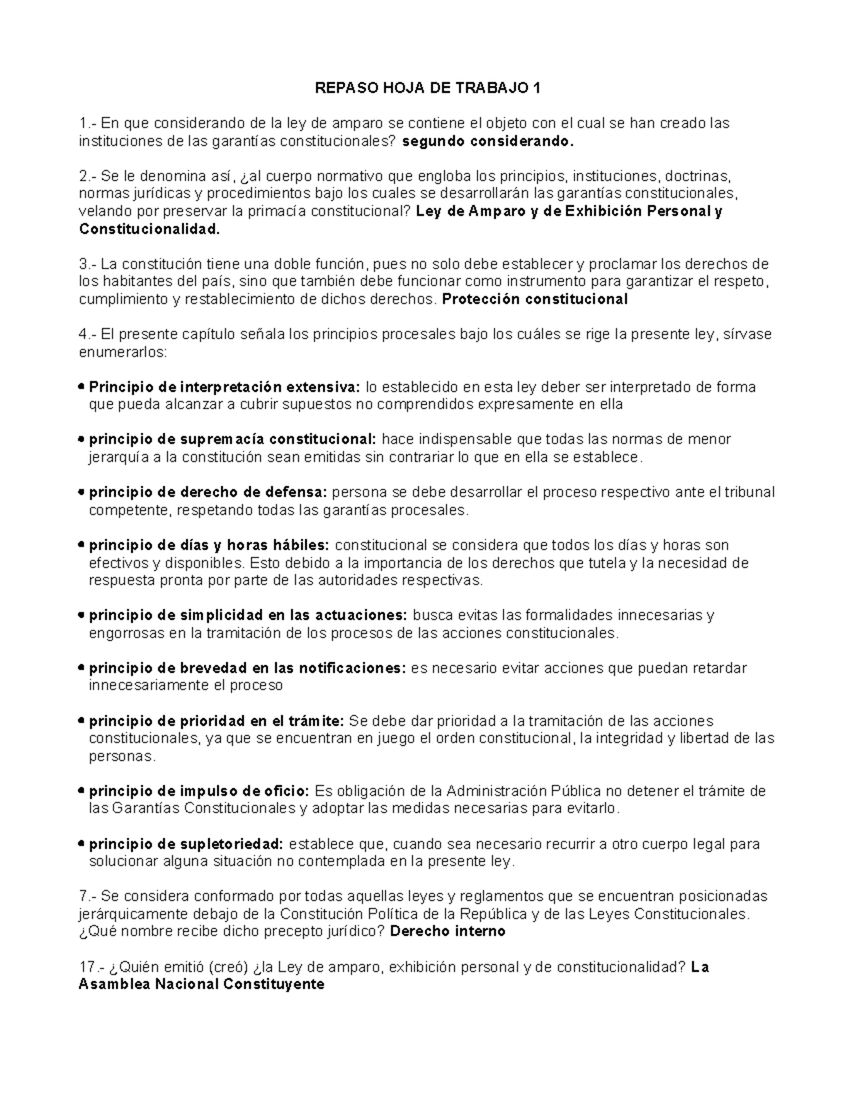 Repaso de Garantías Constitucionales y Ley de Amparo - 2023 - Document Preview