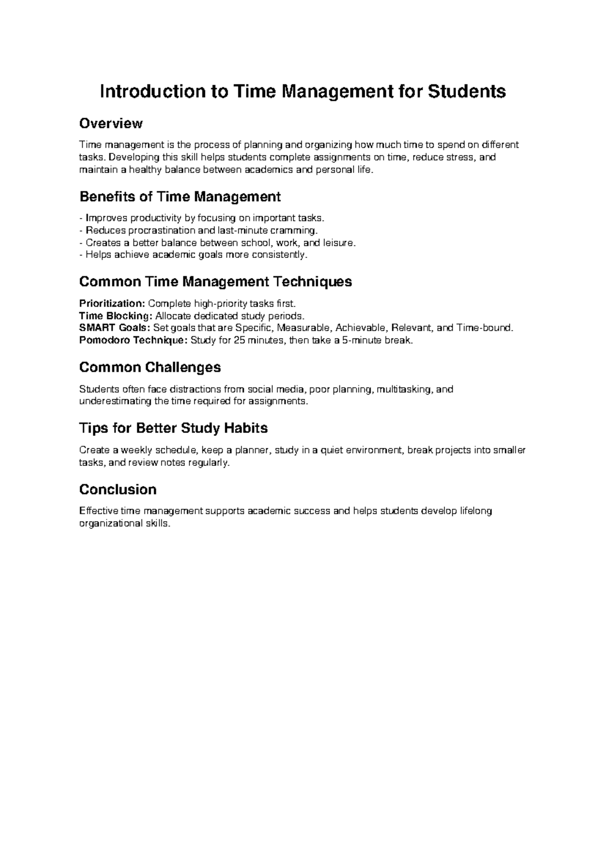 Time Management Strategies for Students: An Overview - Studocu