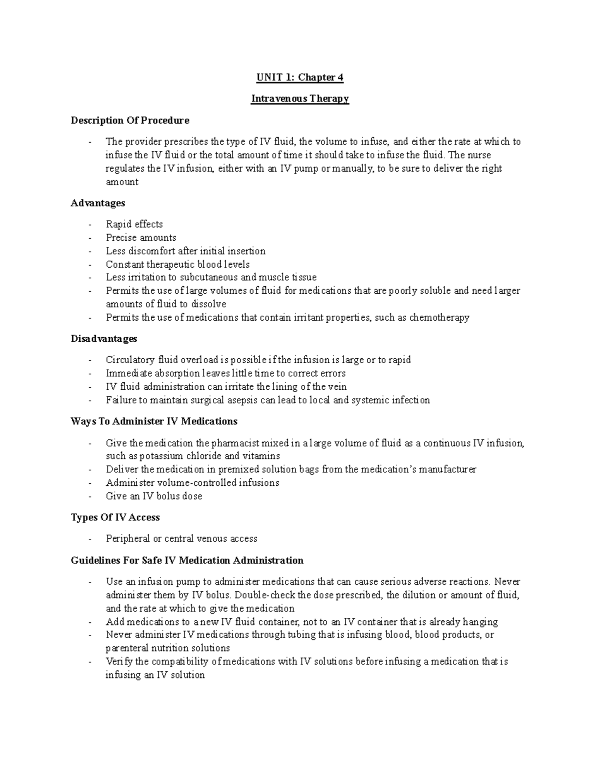 IV Therapy Notes: Procedures, Advantages, Disadvantages & Guidelines ...
