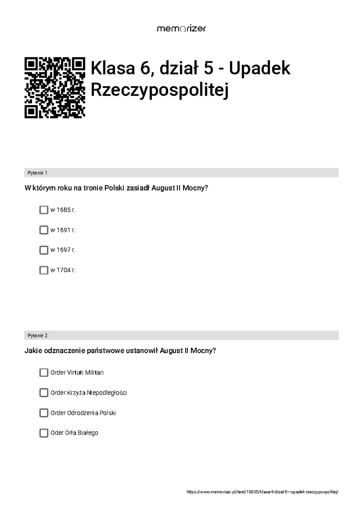 638634880 Klasa 6 Dział 5: Upadek Rzeczypospolitej - Pytania i