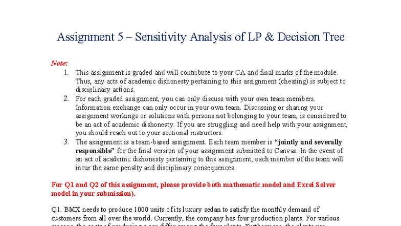 DAO1704 Assignment 5 - Sensitivity Analysis of LP and Decision Tree ...