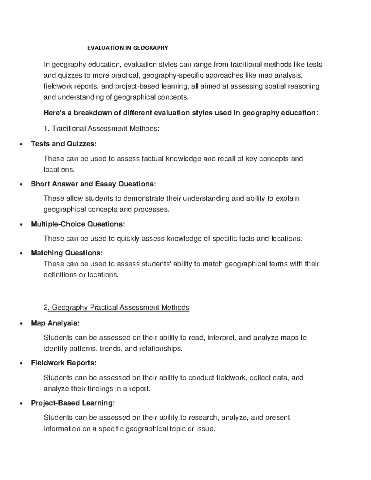 Evaluation Methods in Geography Education: A Comprehensive Overview ...