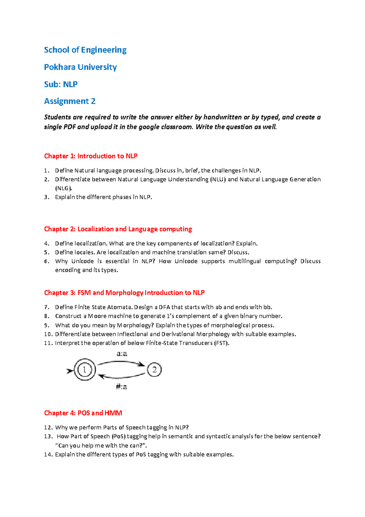 NLP Assignment 2 - 50 Questions Overview for Engineering Students - Studocu
