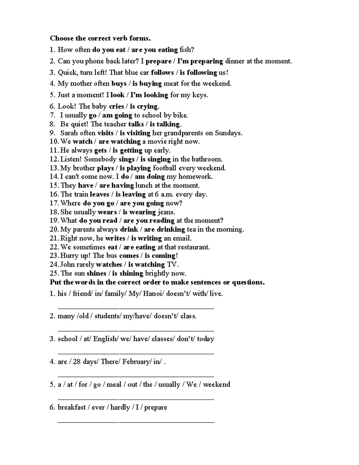 Verb Forms and Sentence Structure Exercises - ENG 101 - Studocu