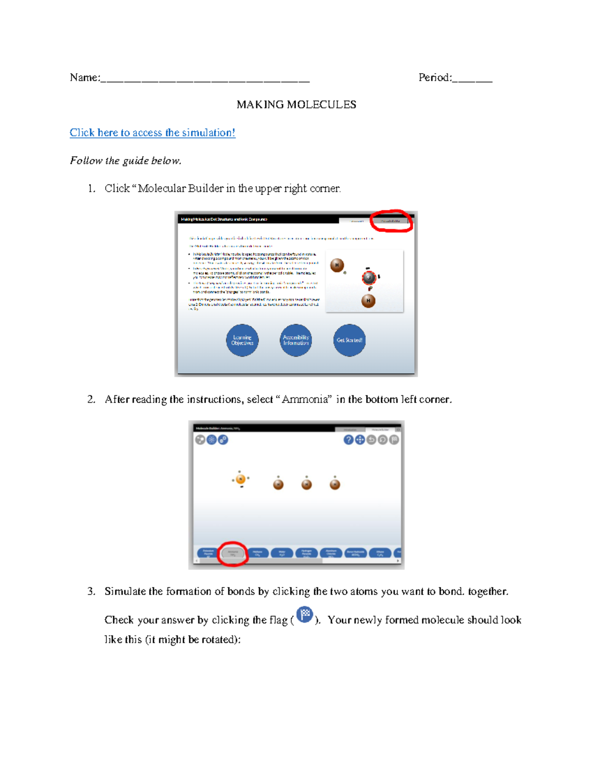 Chem 101: Making Molecules - Simulation Guide and Instructions - Studocu