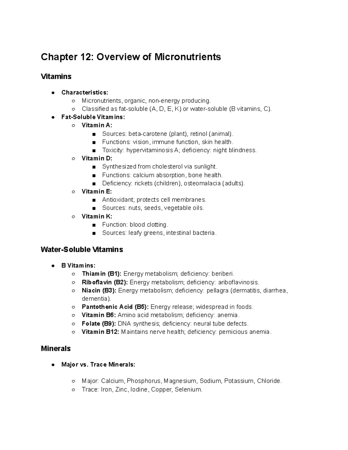 Chapter 10: Water-Soluble Vitamins - B Vitamins & Vitamin C Insights -  Studocu