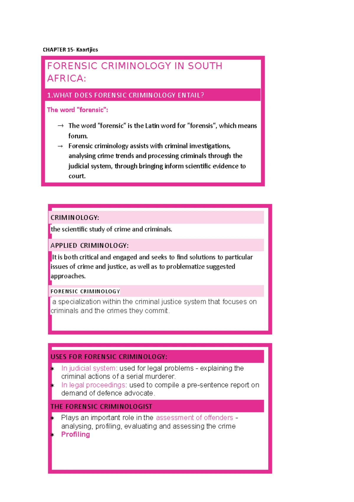 Forensic Criminology in South Africa: Chapter 15 Overview and ...