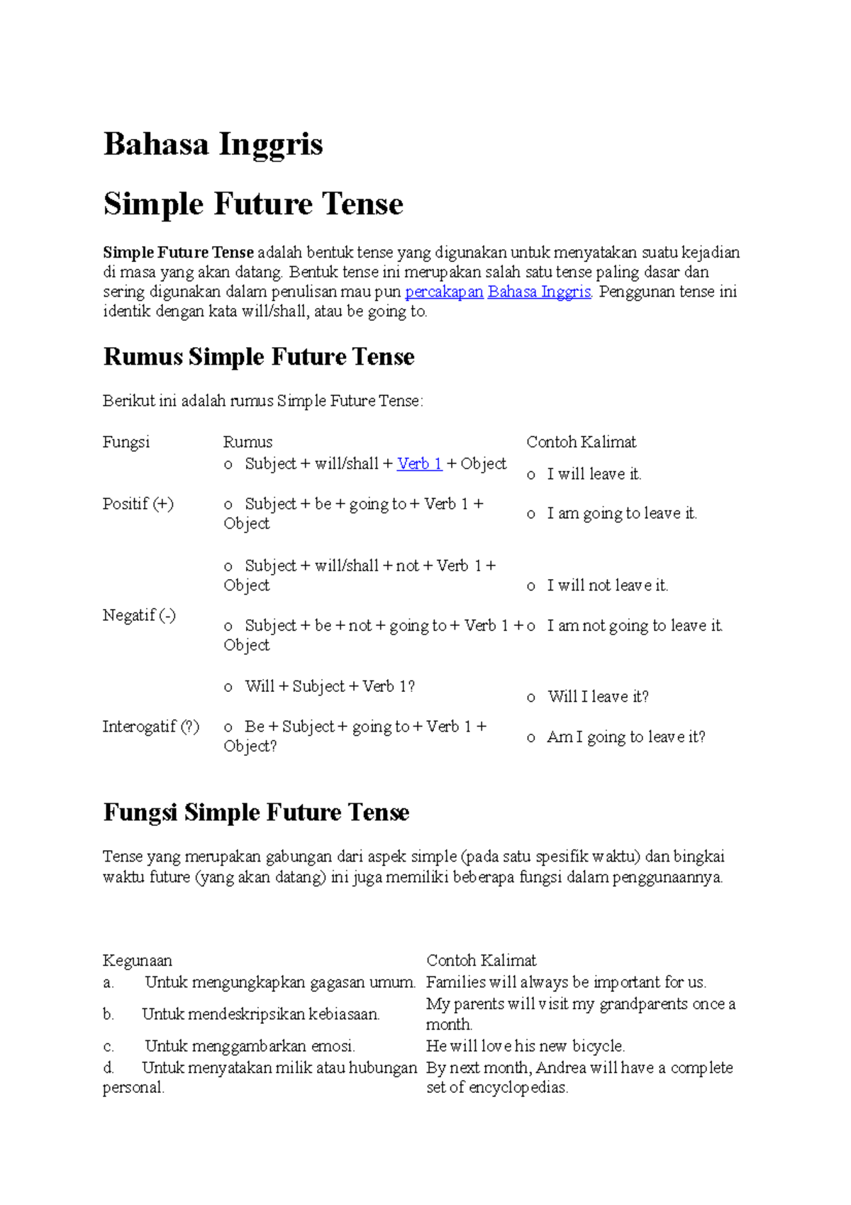 Basic English Structure - Simple Future Tense Explained - Studocu