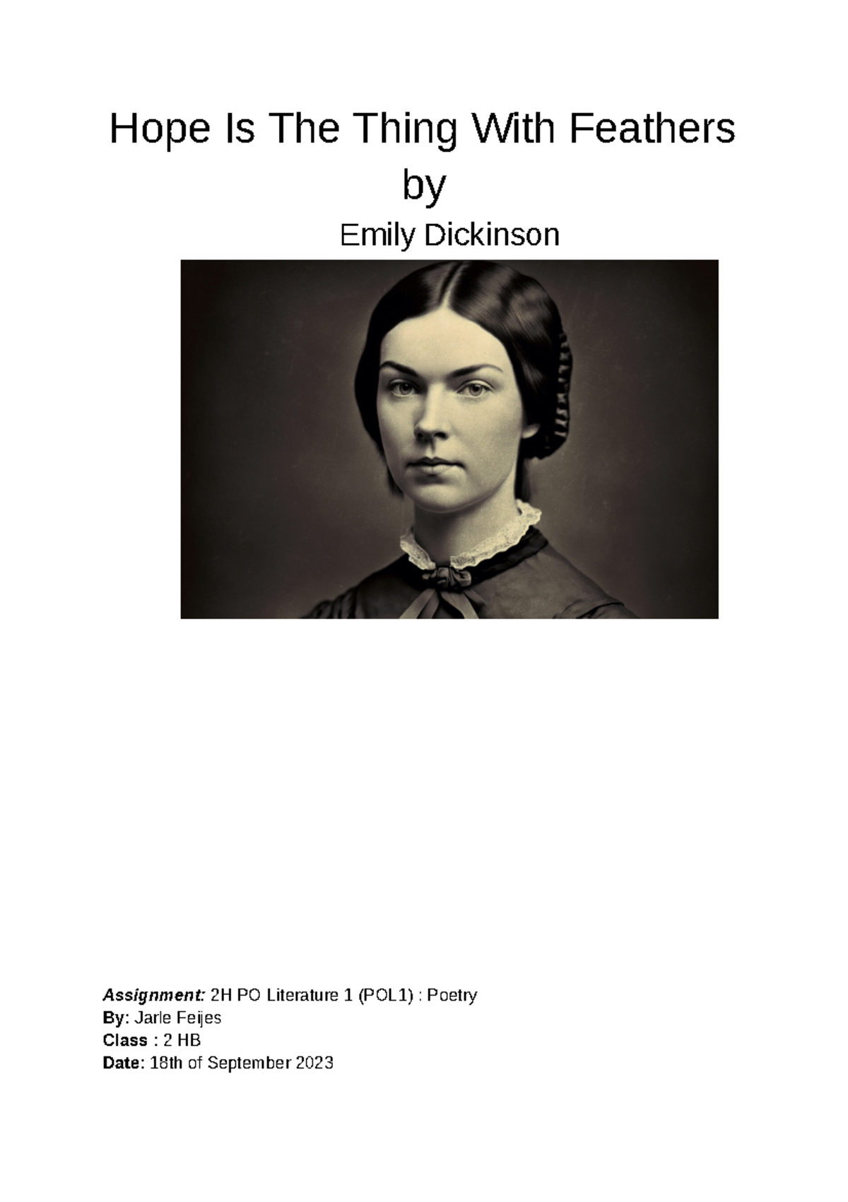 2H POL1 Poetry Assignment: Analysis of Dickinson & Wimbrow Poems ...