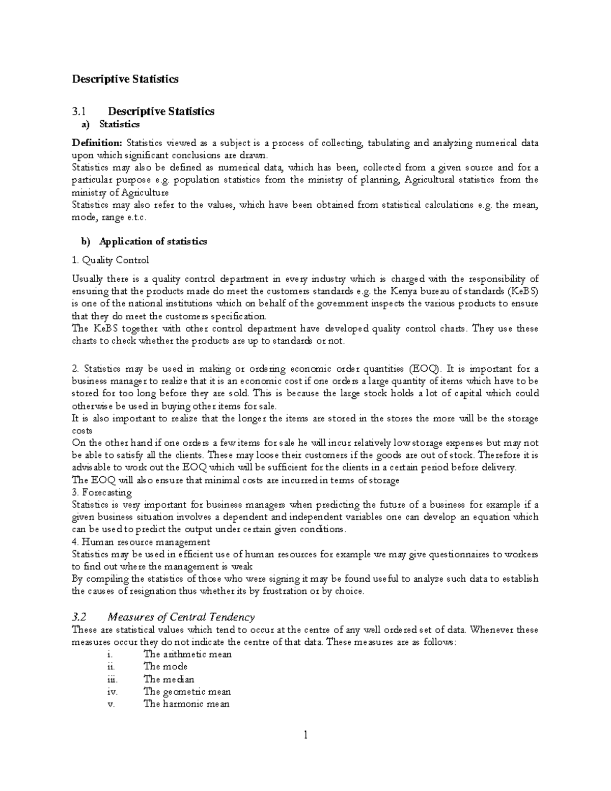 Descriptive Statistics Overview for Course XYZ 101: Key Concepts and ...