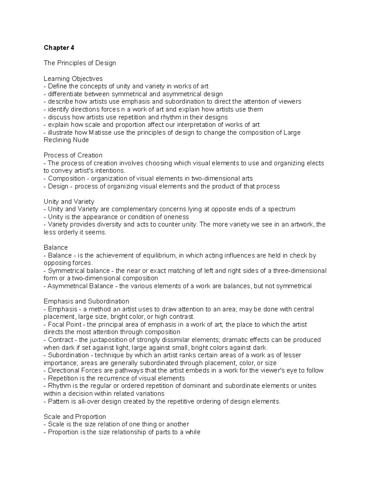 Chapter 4 - Lecture notes 4 - Chapter 4 The Principles of Design ...