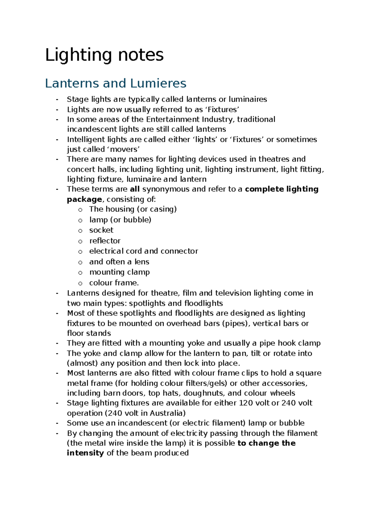Lighting Notes: Understanding Lanterns and Luminaires in Stage Design ...