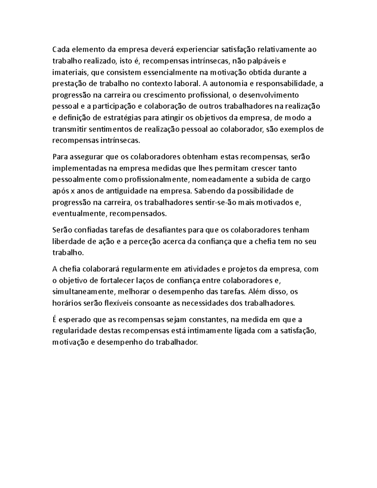 Recompensas Intrínsecas e Motivação no Ambiente de Trabalho - Studocu