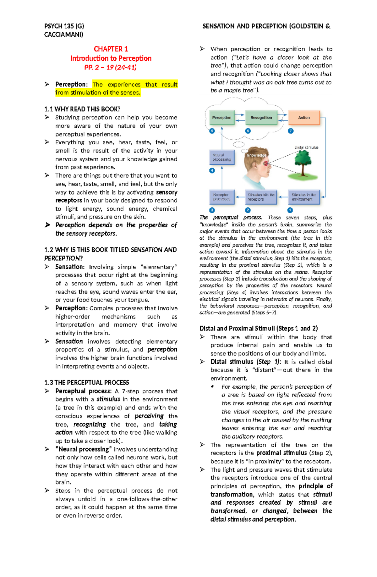 Notes Psych-135 - noets - CACCIAMANI) CHAPTER 1 Introduction to ...