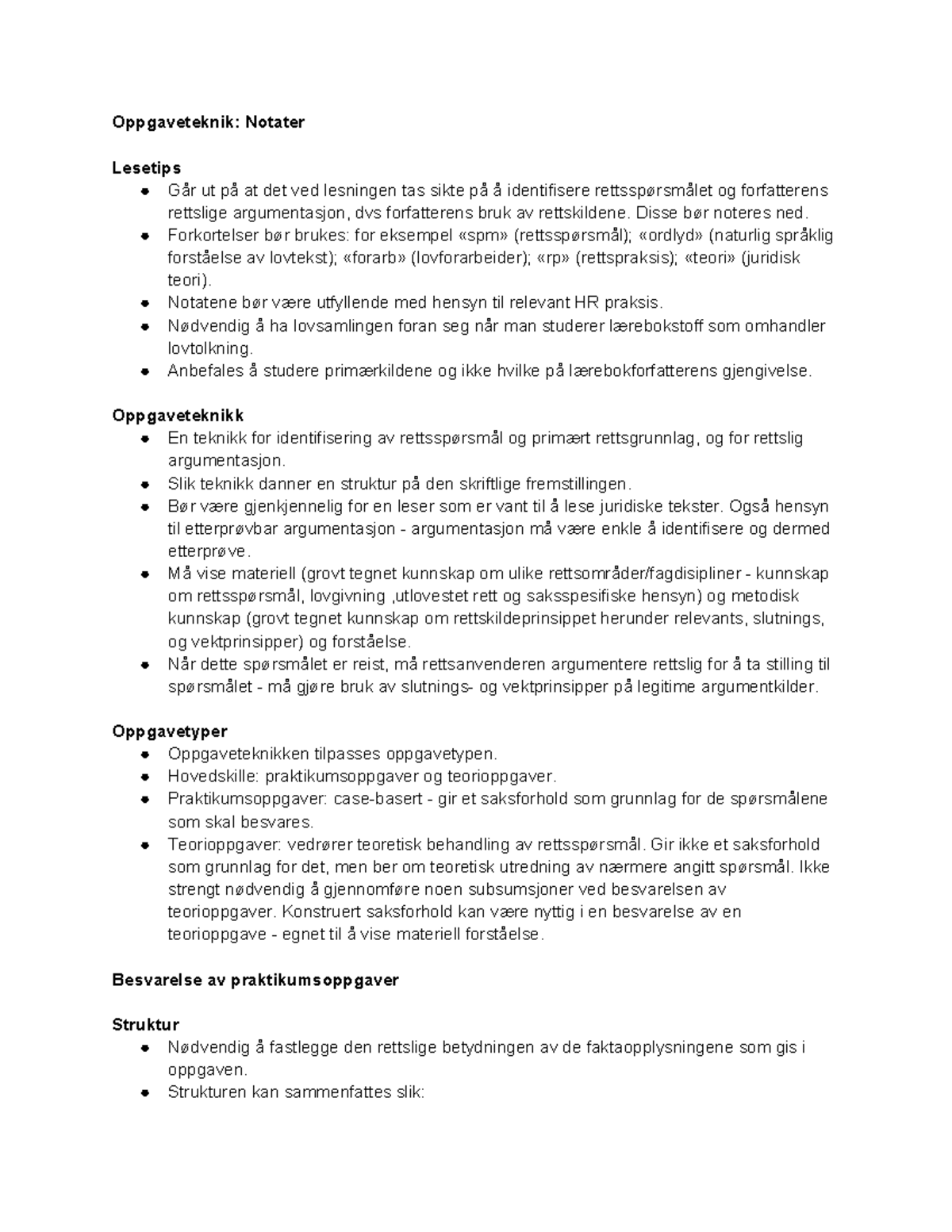 Oppgaveteknik: Notater om Identifisering av Rettspr spørsmål og ...