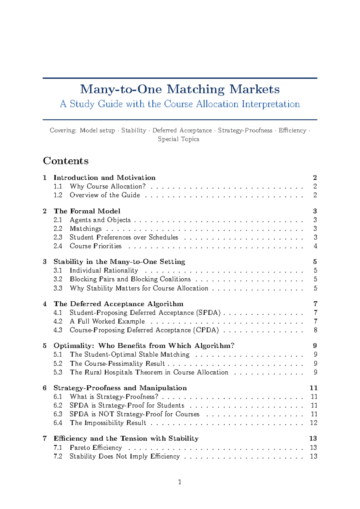 Matching Markets Study Guide: Course Allocation (Final Exam) - Studocu