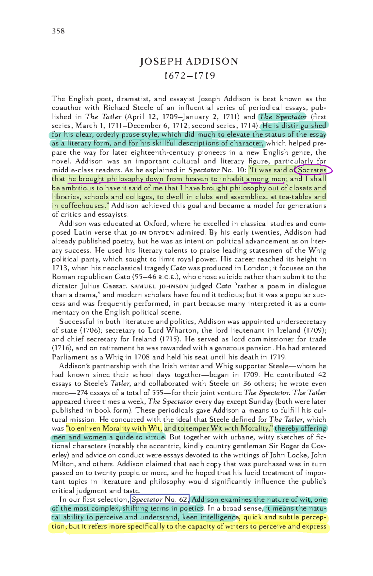 Joseph Addison: Insights into Wit and Imagination in Literature - Studocu