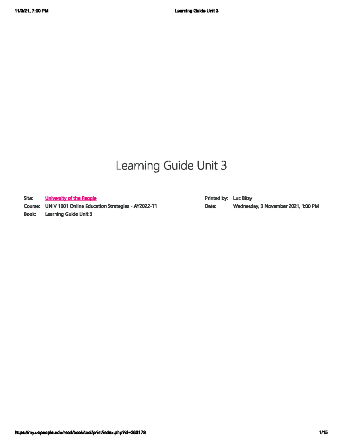 UNIV 1001 Final Exam Learning Guide: Time & Stress Management ...