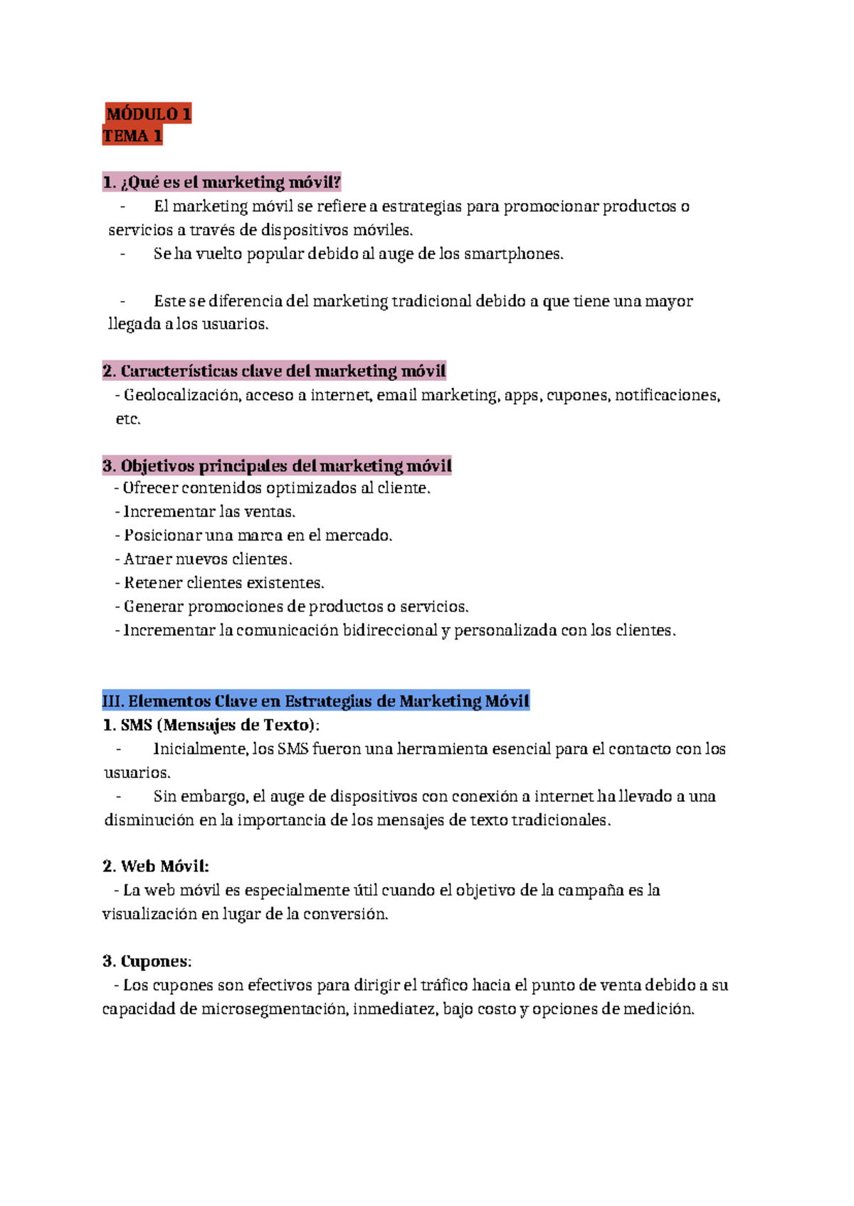Marketing Móvil 1: Resumen de Estrategias y Conceptos Clave - Studocu
